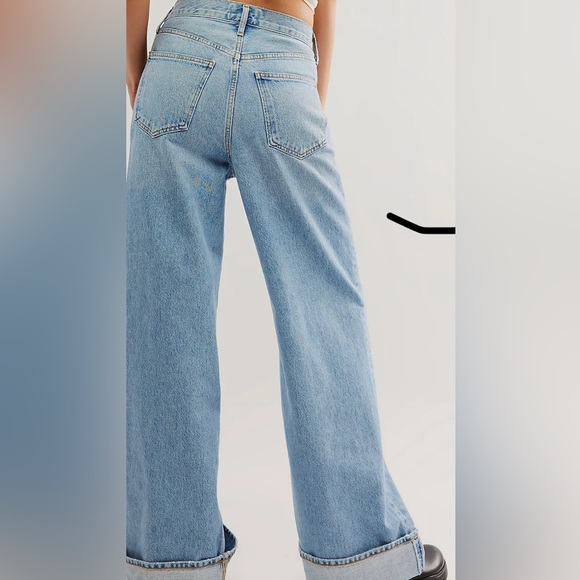 Agolde Light Blue Women's Wide Leg cuffed dame Jeans - Picture 1 of 6